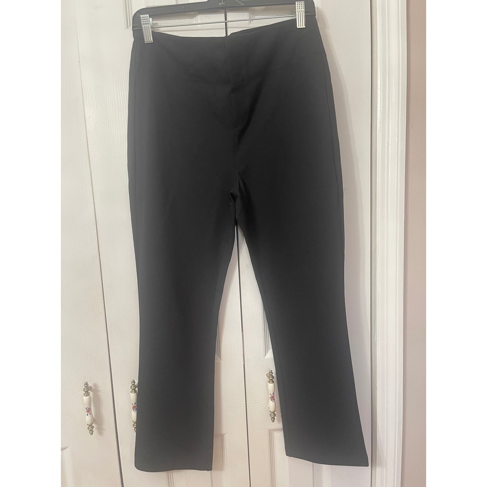 Halara Black High Waisted Work Pants Pull On Straight Leg Size L Regular Pockets